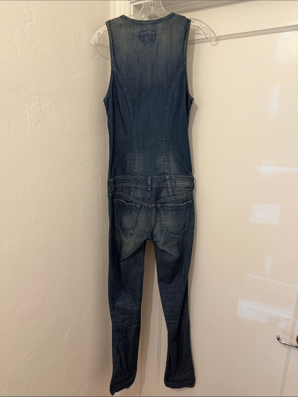 Diesel Y2K Denim Deep-V Women's Jumpsuit in Blue - Picture 7 of 11
